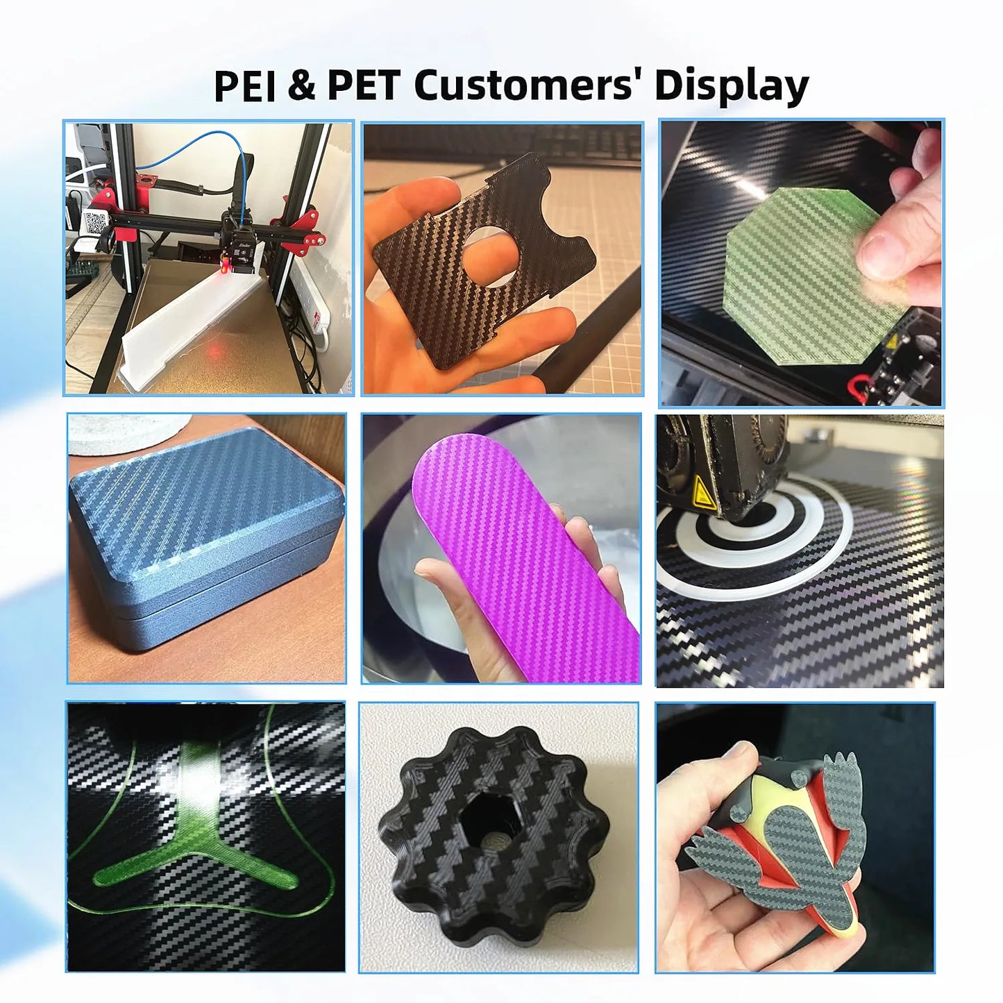 Double Side PET Carbon Fiber+PEI Spring Steel Sheet PEI Magnetic Build Plate 180/220/235/310/350 Heatbed for Ender 3 p1p Upgrade