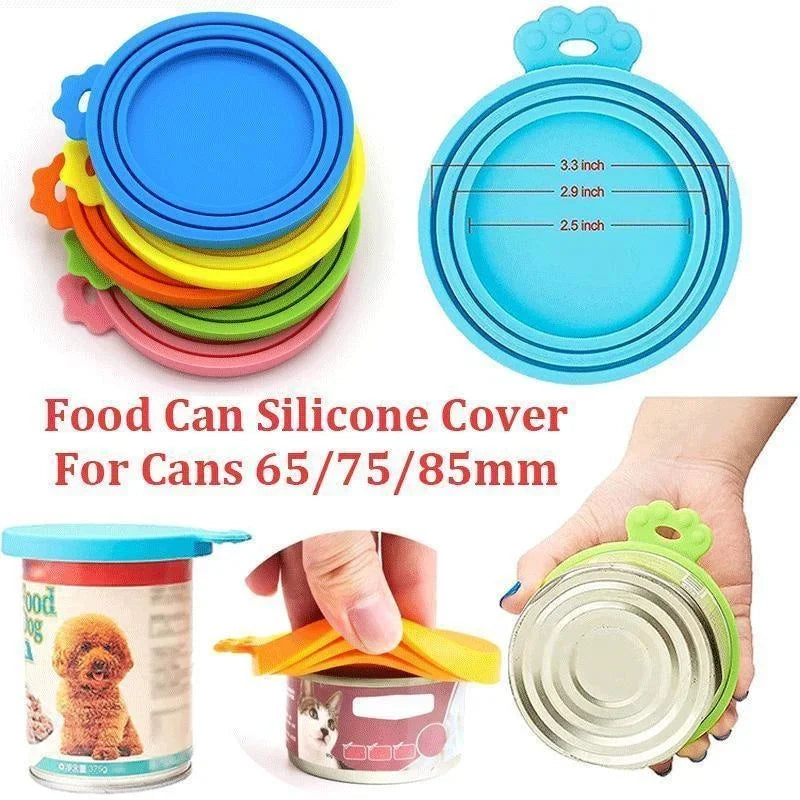 Reusable 3 In 1 Pet Food Can Silicone Cover Dogs Cats Storage Tin Cap Lid Seal Cover Pet Supplies Suitable For 8.5cm/7.5cm/6.5cm