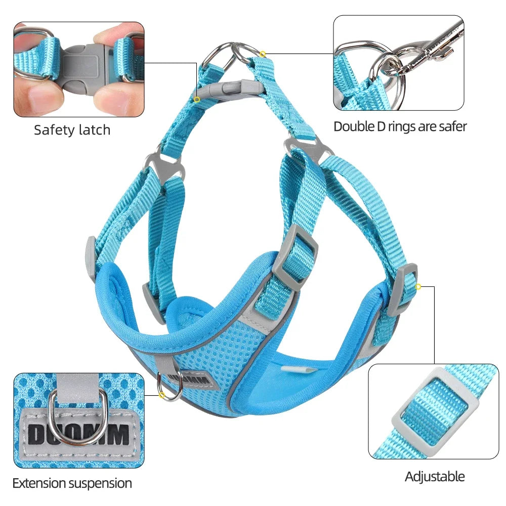 Dog Harness Leash Set for Small Medium Dog Cat Chest Strap Reflective Dog Clothes Vest Set Chihuahua Outdoor Walking Pet Supplie