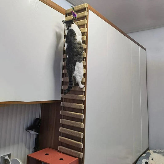 Cat Climbing Frame Bridge Cat Ladder Sisal Rope Wooden Cat Tree Tower Use for Cage Climber Scratching Post Pet Furniture Toys