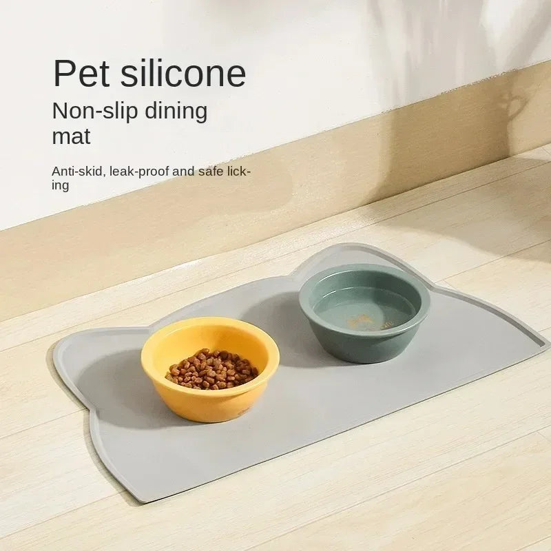 Non-Slip Pet Silicone Food Mat Bowl Pad Leak-Proof Feeding Mats Cushion for Cats Dogs Pet Cat Feeder Dog Bowl Pet Accessories