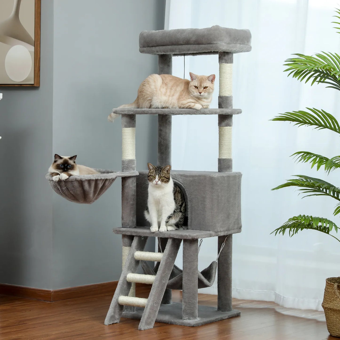 Free Shipping Cat Tree Large Cat Tower with Scratching Posts Multilayer Cat Tower with Hammocks Condo