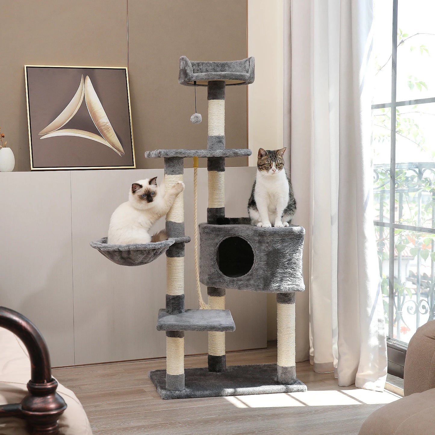 Free Shipping Cat Tree Large Cat Tower with Scratching Posts Multilayer Cat Tower with Hammocks Condo